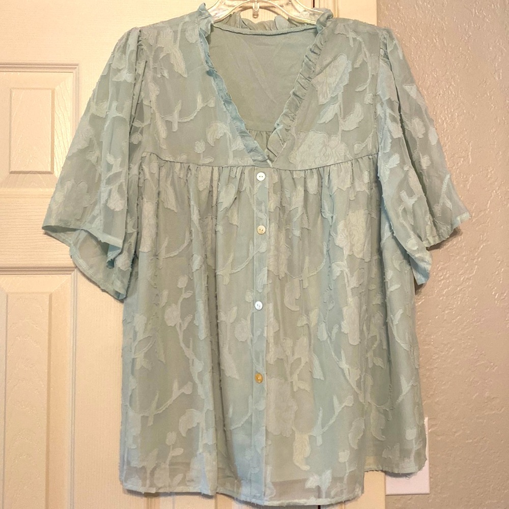 Mint Floral Flowy Blouse